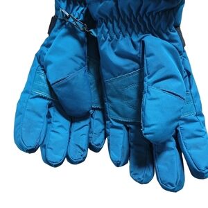 Women's Columbia Sportswear Ski Snow Gloves Teal Blue Leather Nylon